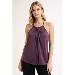 BCBGeneration Women's Plum Halter Tank Top Size Small Twist Front Sleeveless